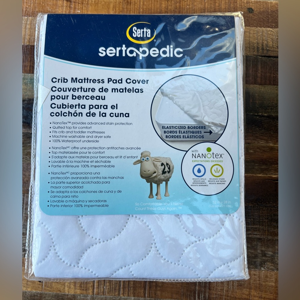 Serta crib mattress pad cover with nanotex